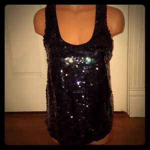 Forever 21 Black Sequin Top Size S
